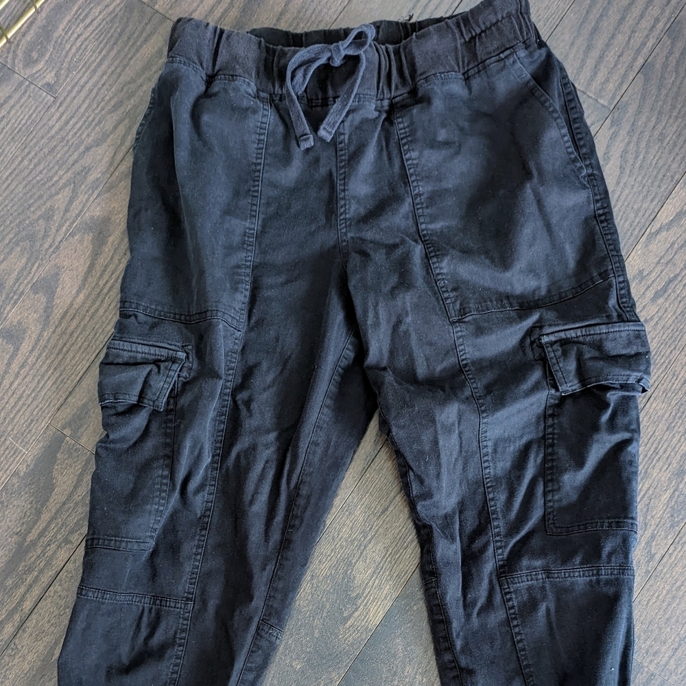 Roots Black Canvas Cargo Joggers